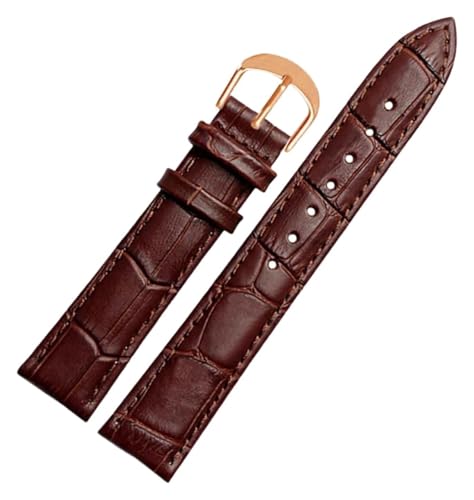 Bracelet montre quartz 15mm cuir première couche grain bambou brun