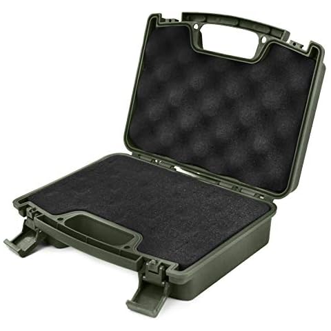 GUGULUZA Hard Shell Case for Pistols, Grid Foam Insert, Short Gun Case, 33.5 × 27 × 8.7 cm, Army Green Cover