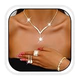 Reaky Bridal Jewelry Set for Women Silver Gold Rhinestone Crystal Necklace and Earrings 4 Pcs Wedding Jewellery Accessories