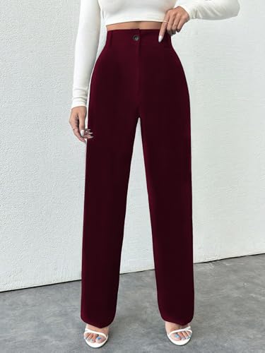 Image of Toochki Trousers for Woman Pants Women's Formal Office Korean | Black Track Pant | Straight | Cotton Spandex Stretchable Trouser | High-Waisted Bottom Wear