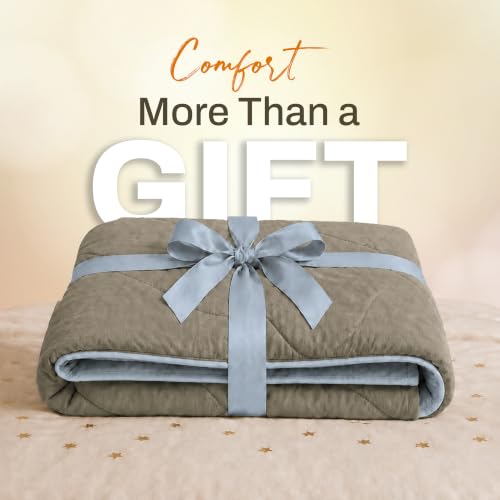 Image of DECORUM Reversible Microfiber Comforter for Double Bed | Olive Green & Light Grey | Soft Lightweight All Season Quilt | Premium Filled Bed Comforter | (228 X 223 CM)
