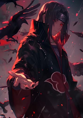 Image of NIJUKA Anime Printed Metal sheet Poster For Home And Room Decoration | For Anime Art Fans Boys And Girls (Akatsuki member mangekyo user itachi)