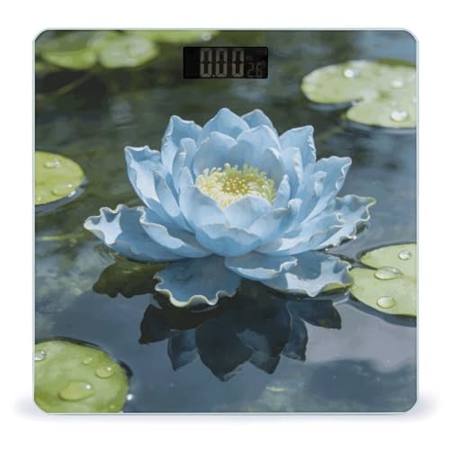Báscula digital Light Blue Lotus con plataforma de vidrio templado miniatura 1