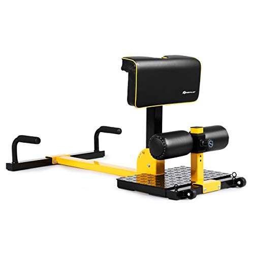 COSTWAY Sissy Squat Machine à Squat 8 en 1 Appareil de Musculation en Métal pour Les Abdominaux et Les Jambes avec 11 Réglages de Hauteur et 2 Roues Capacité de 100KG