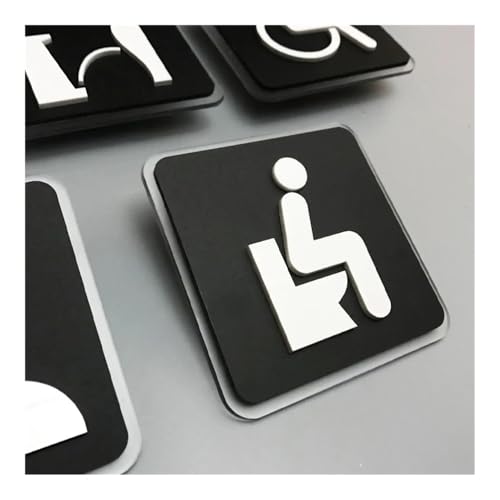 Plaque de toilette noire en acrylique pour porte de salle de bain modèle D - 5