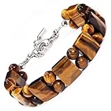 Tiger Eye Crystal Bracelet for Men - HASKARE Natural Stone Beads Adjustable Clasp Spiritual Healing Handmade Jewelry for Men, Strength Protection Stuffers for Him Dad Husband Boyfriend