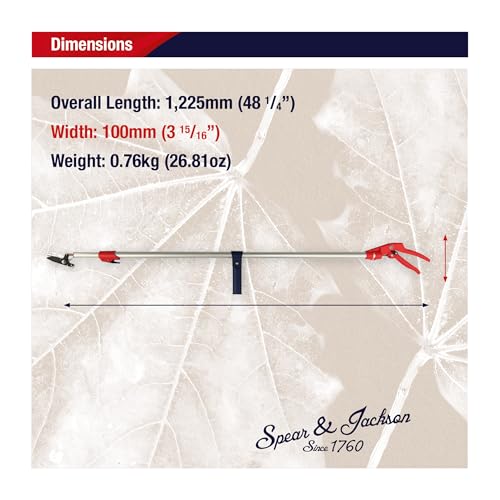 Spear & Jackson 8201LR Razorsharp Telescopic Bypass Easy Reach Pruner, Extendable Pruning Scissors Perfect For Cutting Plants And Trees - 6