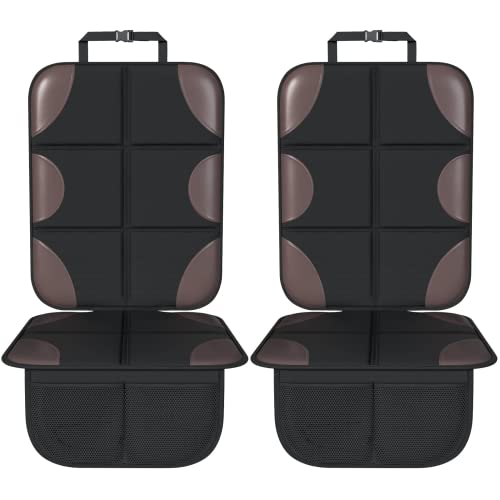 Image of SMART ELF 2 Pack Brown Car Seat Protector, Carseat Seat Protectors with Thickest Waterproof Fabric Pad, XL Large Size carseat Protectors for Vehicles, SUV, Sedan, Truck, Leather and Fabric Car Seat