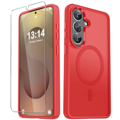 Image of YENAPOON for Samsung Galaxy S26 FE Case, Matte Magnetic Phone Cover, Red