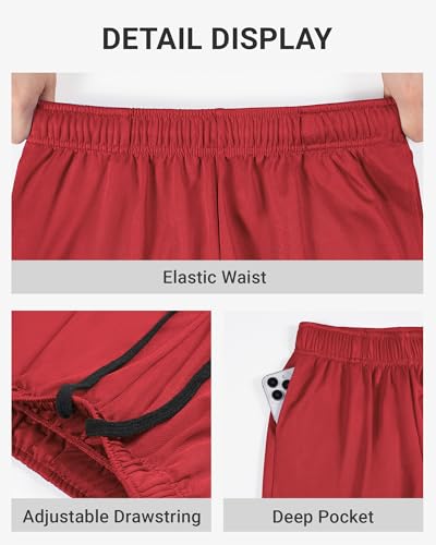 5 Pack Boys Basketball Shorts Kids Youth Athletic Short Boy Quick Dry Sport Clothes with Pockets Size 7-14 Years - Image 6