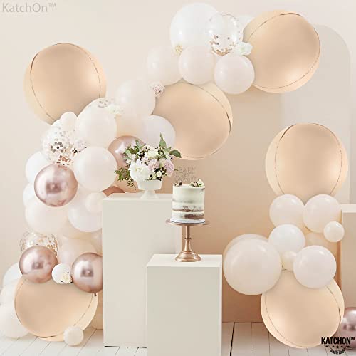 Image of KatchOn, Big 22 Inch Beige Balloons Set - Pack of 6, Cream Balloons | Boho Balloon, Lace Balloon for Neutral Party Decorations, Beige Party Decoration | Graduation Decorations