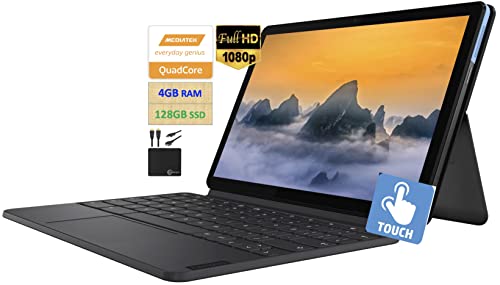2022-Newest-Lenovo-Chromebook-Duet-101-FHD-1920-x-1200-Touchscreen-2-in-1-Tablet-Laptop-8-Core-MediaTek-Helio-P60T-4GB-RAM-128GB-eMCP4x-Dual-Cameras-Keyboard10-HoursChrome-OSMarxsolCables