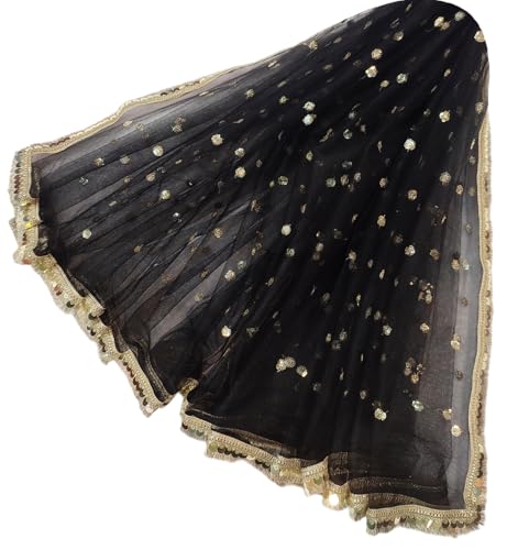 Image of Navti Creations Women's Lightweight Net Dupatta With Sequence Embroidery & Kiran Border (Length 2.25m)