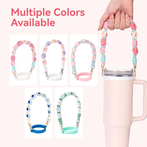 Image of Water Bottle Handle Strap Compatible with Owala & Stanley Cups | Hand-Woven Lanyards Silicone Cup Sling, Carrier, Holder with Strap for Outdoor Sports Camping Hiking Travel
