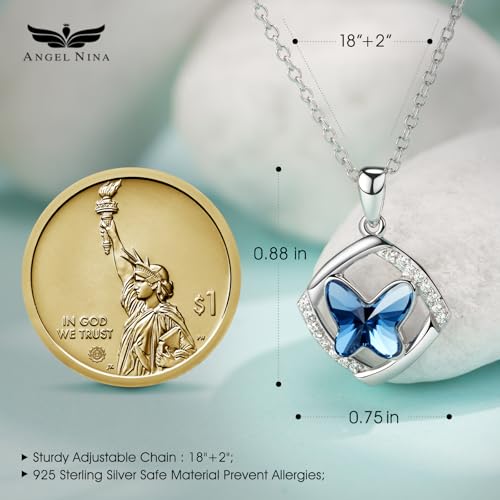 Butterfly Sterling Silver Crystal Jewelry for Women | Birthday Gifts for Her, Mom & Wife | Hypoallergenic for Sensitive Skin | Gift Packaging Included3