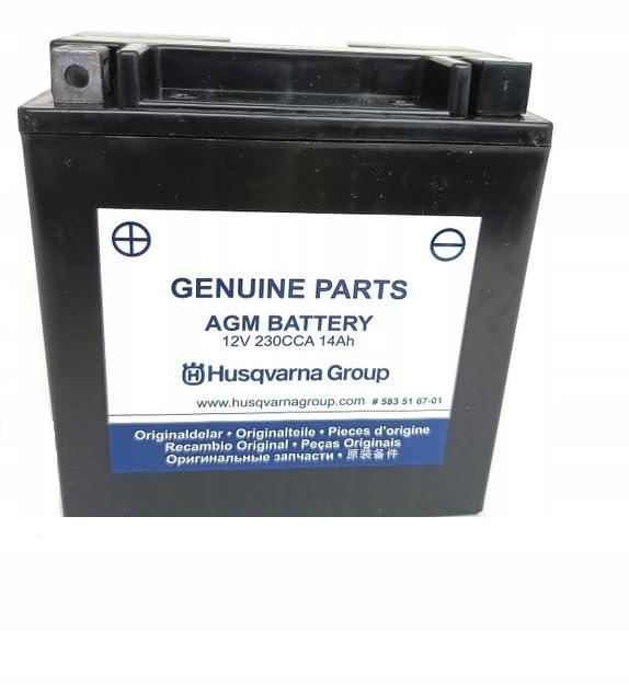 Husqvarna 583516701 - Batería de gel para tractor cortacésped (12 V, 14 Ah, para cortacésped McCulloch Stiga AL-KO, sin mantenimiento, batería de arranque, alta potencia de arranque)