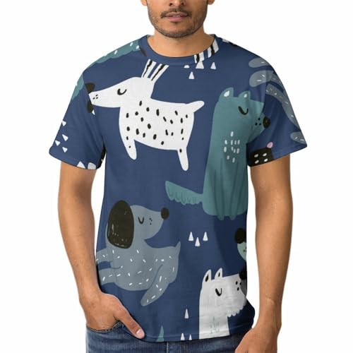 Tee Shirt Manches Courtes Chien De Bande Dessinée Col Rond Chemise Tshirt