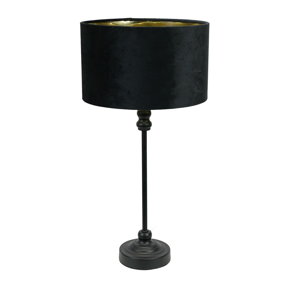 ValueLights | Maggie Black Metal Candlestick Table Lamp with Black & Gold Inner Shade & Warm White Bulb | Table Lamps, Home Décor & Improvement Essential