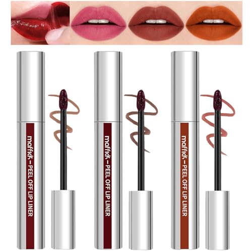Bild von Sitovely Peel Off Lip Liner Stain, 3PCS Lip Stain Peel Off Matte Brown Lip Liner, Langanhaltender Abziehbarer Lippenfleck, Lip Liner Tattoo Highly Pigmented Lip Tint Stain(Pink, M)