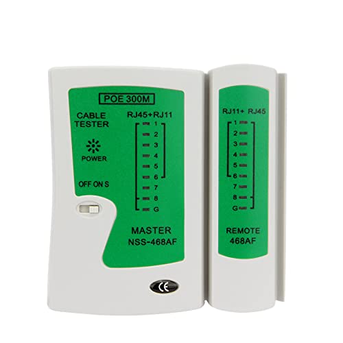 Image of Brileine RJ45 Network Cable Tester with Mini Wire Stripper, Ethernet Cable Tester Tool for RJ11 /RJ12 /RJ45, Cat5e /Cat6 /Cat7, POE Test, Continuity & Short Circuit Detector (Battery Not Included)