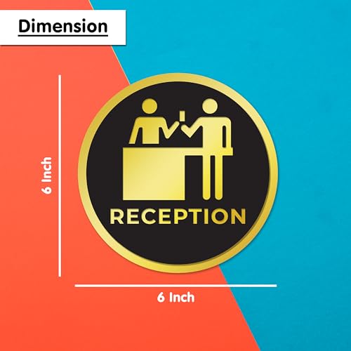 Image of Rousrie Reception Stickers For Glass Doors (Size: 6 Inch) For Office, Stores, Cafe, Hotel, Restaurant, Business & Shop, Self-Adhesive, Acrylic Signage (Reception)