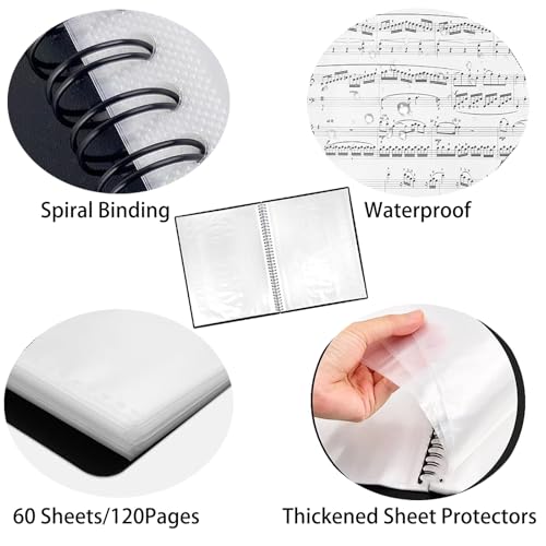 60 Pocket Presentation Book with Clear Sheet Protectors, A4 Portfolio Folder Binder Display 120 Pages Bound Thickened Sheet Protectors Binder for Children Artwork Sheet Music Diamo image 5