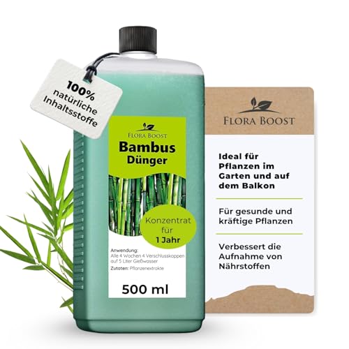 Flora Boost Bambus Dünger Flora Boost 500ml I Für bis zu 100L Gießwasser I Pflanzendünger für alle Arten von Bambus I Flüssiger Blatt- & Wurzeldünger I 100% natürlicher Pflanzendünger