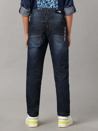 Image of Under Fourteen Girls Lycra Denim Skirt | Skirt for Girls | Woven | 8-9 Yrs(Navy)