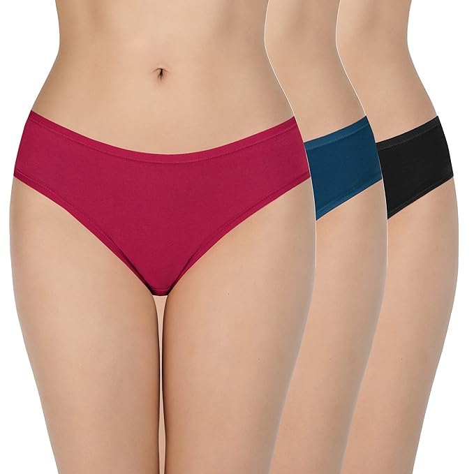 Image of LOURYN KOULYN Solid Low Rise Cotton Bikini Panty Pack(Pack of 3)