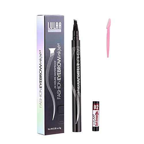 Eyebrow Pen, Long-lasting Waterproof Eyebrow Tattoo Pen, Microblading Eyebrow Pencil with a Micro-Fork Tip Applicator Creates Natural Looking Brows Effortlessly, Dark Brown