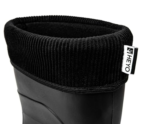 HEYO Damen Gummistiefel Halbhoch Regenstiefel Wasserdicht Gefüttert Stiefel Stiefeletten für Herbst Winter Jessy (Schwarz, EU Schuhgrößensystem, Erwachsene, Numerisch, M, 38)