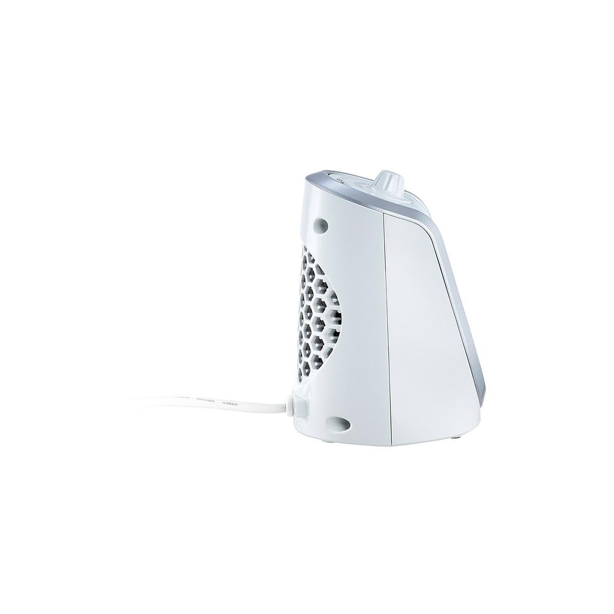 EWT Termoventilador cerámico DDF, unidad compacta de sobremesa con conexión USB y termostato, función de carga para smartphone, calefactor con iluminación LED, de ajuste continuo, 250 W