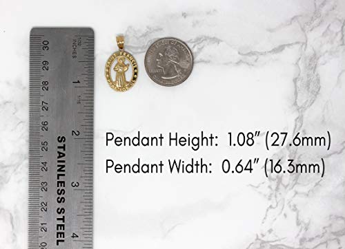 10k Gold Saint Francis of Assisi Pray for Us Oval Charm Pendant2