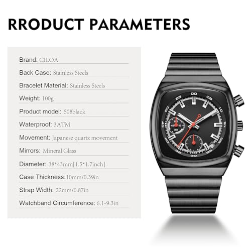 Image of CILOA Mens Watches Chronograph Stainless Steel Waterproof Date Analog Business Fashion Wristwatch for Men