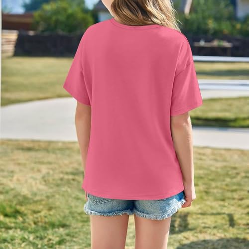Girls Oversized T Shirts Dressy Casual Summer Tops Loose Fit Crewneck Short Sleeve Basic Tees Workout Blouse 3-14Years2
