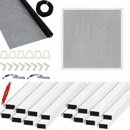 Yaocom 4 Pack Window Screen Kit Aluminum Frame with Corners Spline Springs Pull Tabs Screen Mesh and Rolling Tool (25 X 25)