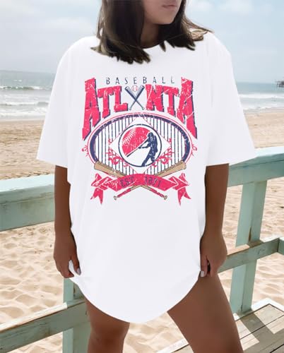 LUKYCILD Oversized Baseball Shirt Women: Vintage Baseball Mom Shirts Baseball Season Graphic Tee Game Day Short Sleeve Tops3