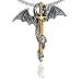 Hallery Mens Punk Titanium Steel Dragon Sword Wing Pendant Necklaces