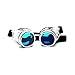 Ultra Plateado Con Azules Lentes Steampunk Gafas Cibernéticas Punk Victoriano Cosplay Gótico...
