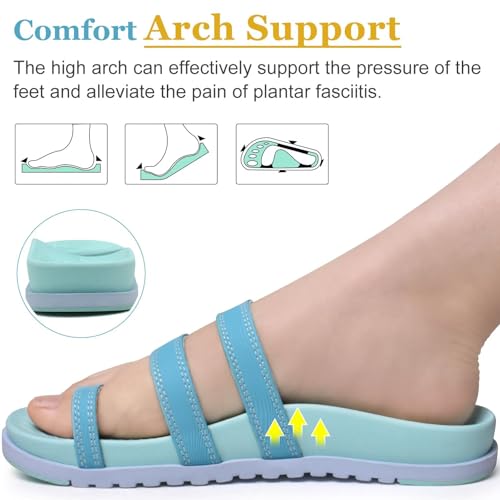 Image of KuaiLu Womens Slides Sandals With Arch Support Comfort Plantar Fasciitis