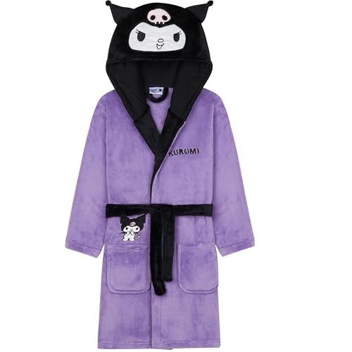 Hello Kitty Sanrio Kuromi Dressing Gown Girls Teens Fleece Hooded Bath Robe Cosy Loungewear Cinnamoroll Anime Gifts For Girls (13-14 Years, Purple Kuromi)
