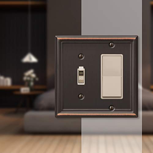 Image of Amerelle 149TRDB Chelsea Wallplate, 1 Toggle / 1 Rocker, Steel, Aged Bronze, 1-Pack