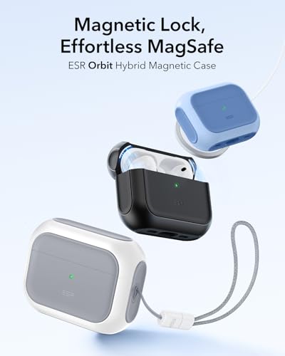 Image of ESR for AirPods Pro 3 Case, Compatible with AirPods Pro Case 3rd Generation (2025), Compatible with MagSafe, Full Drop Protection Cover with Lanyard, White