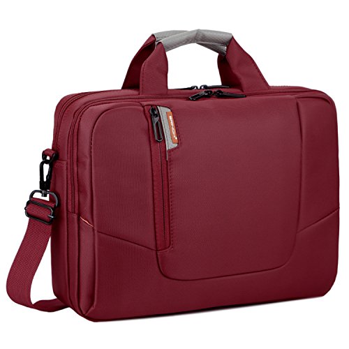 BRINCH 15.6 inch New Soft Nylon Waterproof Laptop Computer Case Cover Sleeve Shoulder Strap Bag with Side Pockets Handles and Detachable for MacBook Pro 15 inch Asus/DELL/HP/Samsung,Colour Red