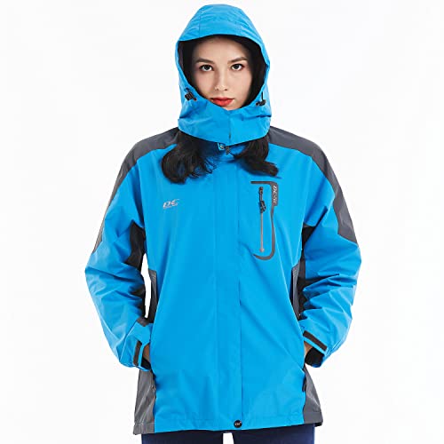 Diamond Candy Waterproof Rain Jacket Women Lightweight Outdoor Raincoat Hooded For Hiking Blue M #TOP4