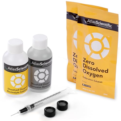 Atlas Scientific Lab Grade Dissolved Oxygen Maintenance Kit, Replacement Membranes, Electrolyte Solution, Calibration Solution, Corrosion Remover