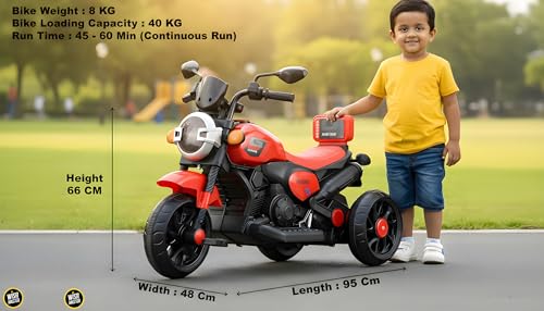 Image of Wishmaster Ride Xtreme Red Electric Bike for Kids Battery Operated Ride-On with Bluetooth, MP3, LED Lights & Foot Accelerator | Made in India (Age 1-5 Years)