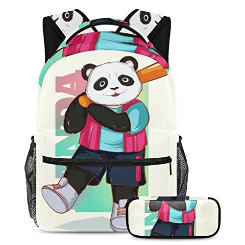 Cartable enfant panda multicolore grand volume sac de voyage étudiants garçons filles