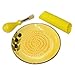 Naturally Med Garlic Grater Set, Ceramic, Yellow with Olive Motif