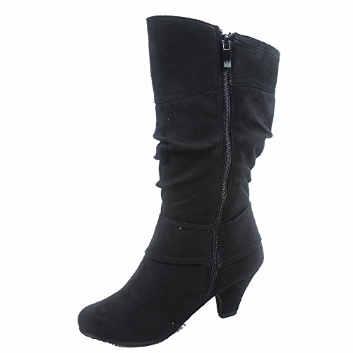 FZ Auto-9ks Girl's Kid's Fashion Cute Round Toe Buckle Dress Side Zipper Low Heel Boots Shoes3